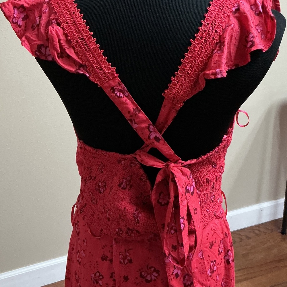 Free People Boho Floral Red Women's 2p  Skirt /matching Top. Festival , cottage - Picture 9 of 15